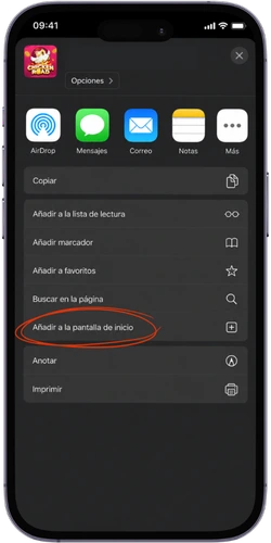 Añadir Chicken Road a la pantalla de inicio iOS